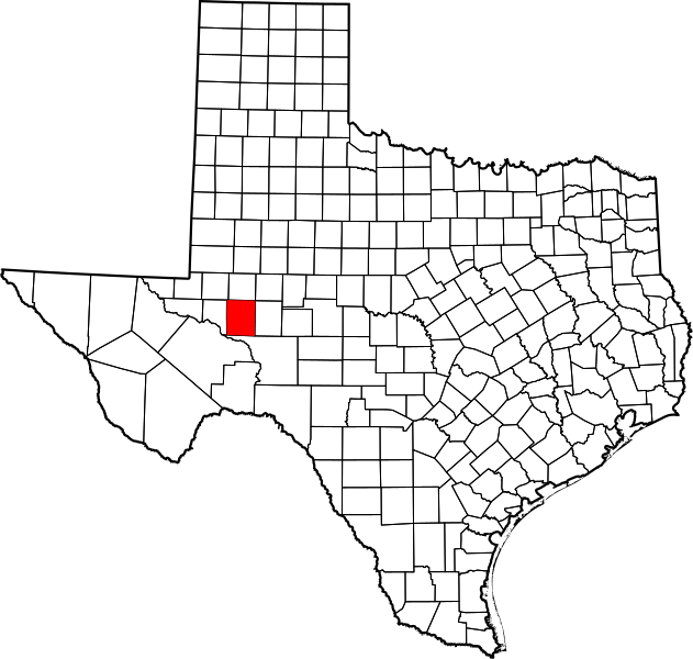 Image Map of Texas highlighting Upton County
