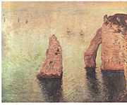 Monet - Segelboote hinter der Nadel bei Eretat 1885