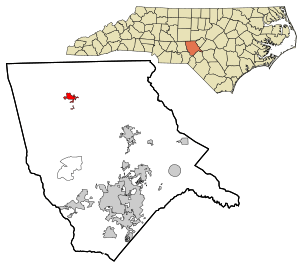 Location in Moore County and the state of North Carolina.