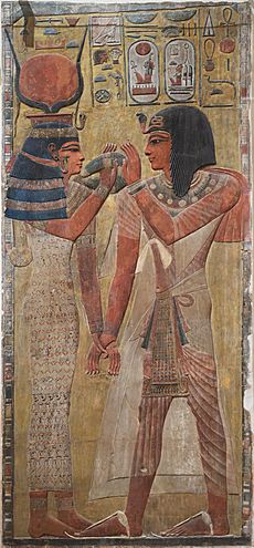 Relief de Séthi I et Hathor - Musée du Louvre Antiquités Egyptiennes N 124 ; B 7 ; Champollion n 1