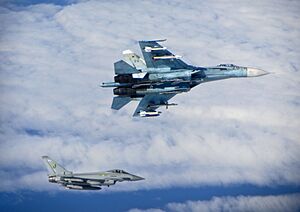 Russian SU-27 Flanker with RAF Typhoon MOD 45157730