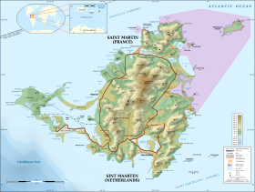 Saint-Martin Island topographic map-en