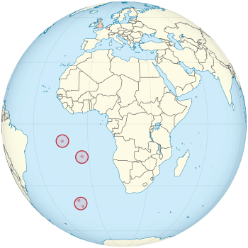 Location of Saint Helena, Ascension and Tristan da Cunha