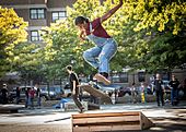 Samantha Bolton kick flips at Blue Park - Brooklyn, NY