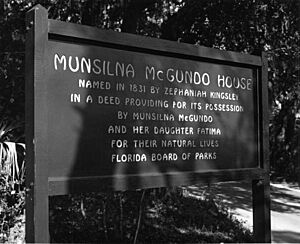 Sign for Munsilna McGundo tabby house on Fort George Island - Jacksonville, Florida