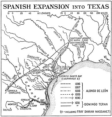 Spanish explorations in Texas