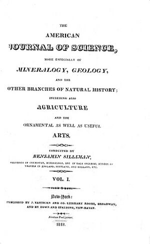The American Journal of Science cover page first issue 1818