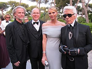 The Prince and Princess of Monaco with Hermann Bühlbecker and Karl Lagerfeld