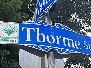 Thorme Street, a street sign in Bridgeport, CT