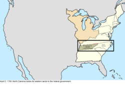 Map of the change to the United States in central North America on April 2, 1790