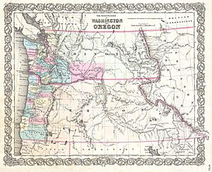 1855 Colton Map of Washington and Oregon - Geographicus - WashingtonOregon-colton-1855