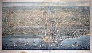 1857 Bird's Eye View of Chicago