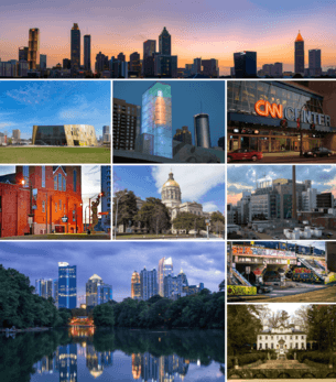 alt = Atlanta montage. Clicking on an image in the picture causes the browser to load the appropriate article.