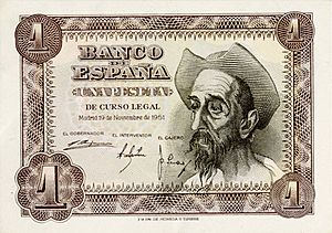 Billete de 1 peseta del Banco de España, 1951 (Anverso)