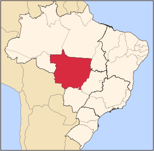 Location of State of Mato Grosso in Brazil