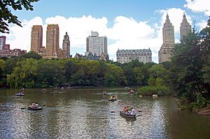 Central Park West buildings over Lake