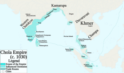 The Chola Empire at its greatest extent c. 1030, under Rajendra I