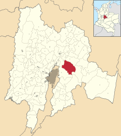 Location of the municipality and town of Guasca in the Cundinamarca Department of Colombia