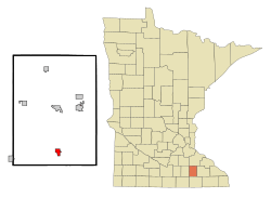 Location of Hayfield, Minnesota