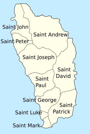 Dominica, administrative divisions - en - monochrome