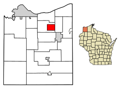 Location of Poplar in Douglas County, Wisconsin.