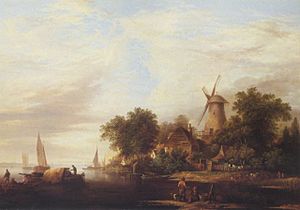 Edward Williams Cattle Watering by a Windmill