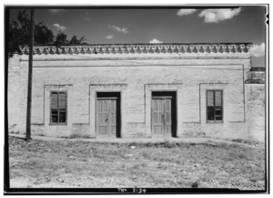 Historic American Buildings Survey, W. Eugene George, Jr., Photographer July, 1961 NORTH ELEVATION (PLAZA). - Rafael Garcia Ramirez House, East side of Main Plaza at Hidalgo HABS TEX,214-ROMA,3-1