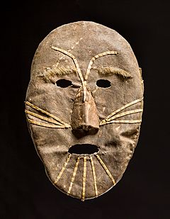 Inuit mask from Fifth Thule Expedition, sealskin