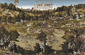 Lucas Cranach - Hofjagd in Torgau zu Ehren Karls V. (1544, Museo del Prado)