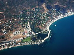 Aerial view of Downtown Malibu and surrounding neighborhoods