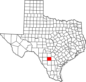 Map of Texas highlighting Frio County
