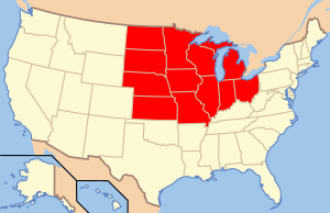 Map of USA Midwest