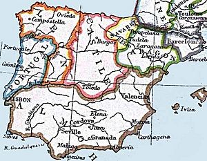 Mapa Peninsula Iberica circa 1210 en inglés