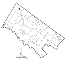 Location of Pennsburg in Montgomery County, Pennsylvania.