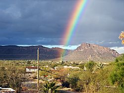 A rainbow appearing after a monsoon in Drexel Heights, Arizona, USA.