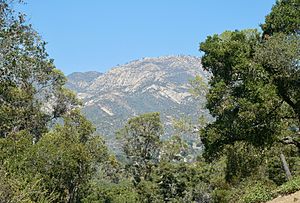 View of the Santa Ynez Mountains from a southernmost point of Mission Canyon (at the intersection of Mountain Dr. & Mission Ridge Rd.)