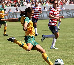 Sam Kerr playing against USWNT 2012