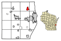 Location of Howards Grove in Sheboygan County, Wisconsin.
