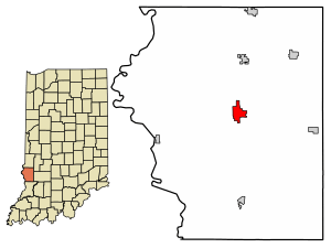 Location of Sullivan in Sullivan County, Indiana.