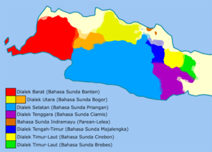 Sundanese dialects distribution map