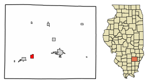 Location of Sims in Wayne County, Illinois.