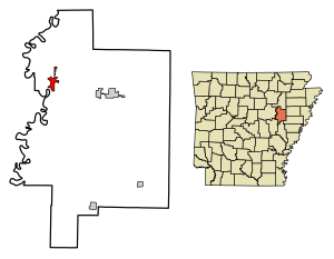 Location of Augusta in Woodruff County, Arkansas.
