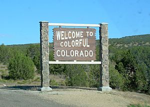 "Welcome to Colorful Colorado" state welcome sign along Interstate 70, entering from Utah (2006)