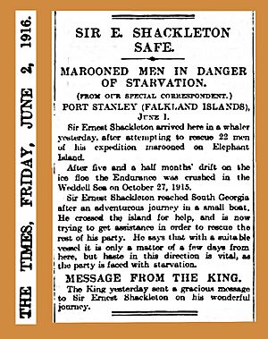 19160602 Sir E. Shackleton Safe - The Times (London)