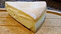 A slice of Stinking Bishop cheese