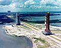 Aerial view of Apollo 4 rollout
