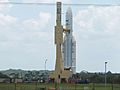 Ariane 5ECA on its way to launch pad ELA-3