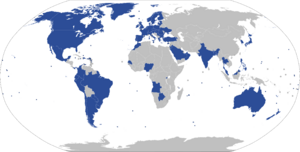 Map of signatory nations of the Artemis Accords