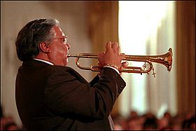Arturo Sandoval performs during a White House reception