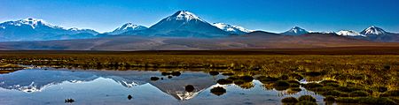 Atacama highplain volcanoes seen from the vado de putana